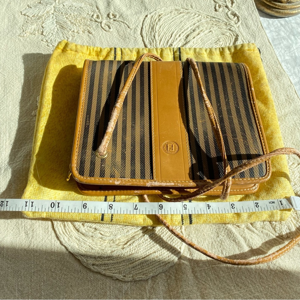 VINTAGE FENDI Striped Crossbody Bag 7”x9” With Dust Bag. FREE SHIPPING - Picture 16 of 16